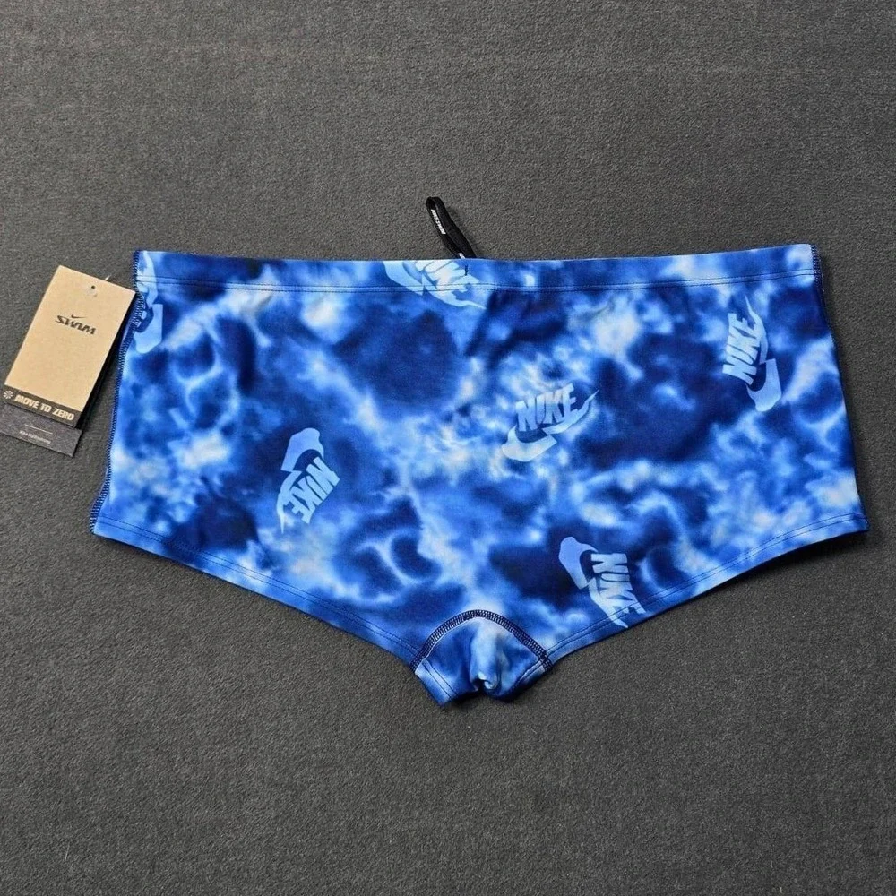 NWT NIKE‎ Women's Aqua Blue Print Swim Shorts 38